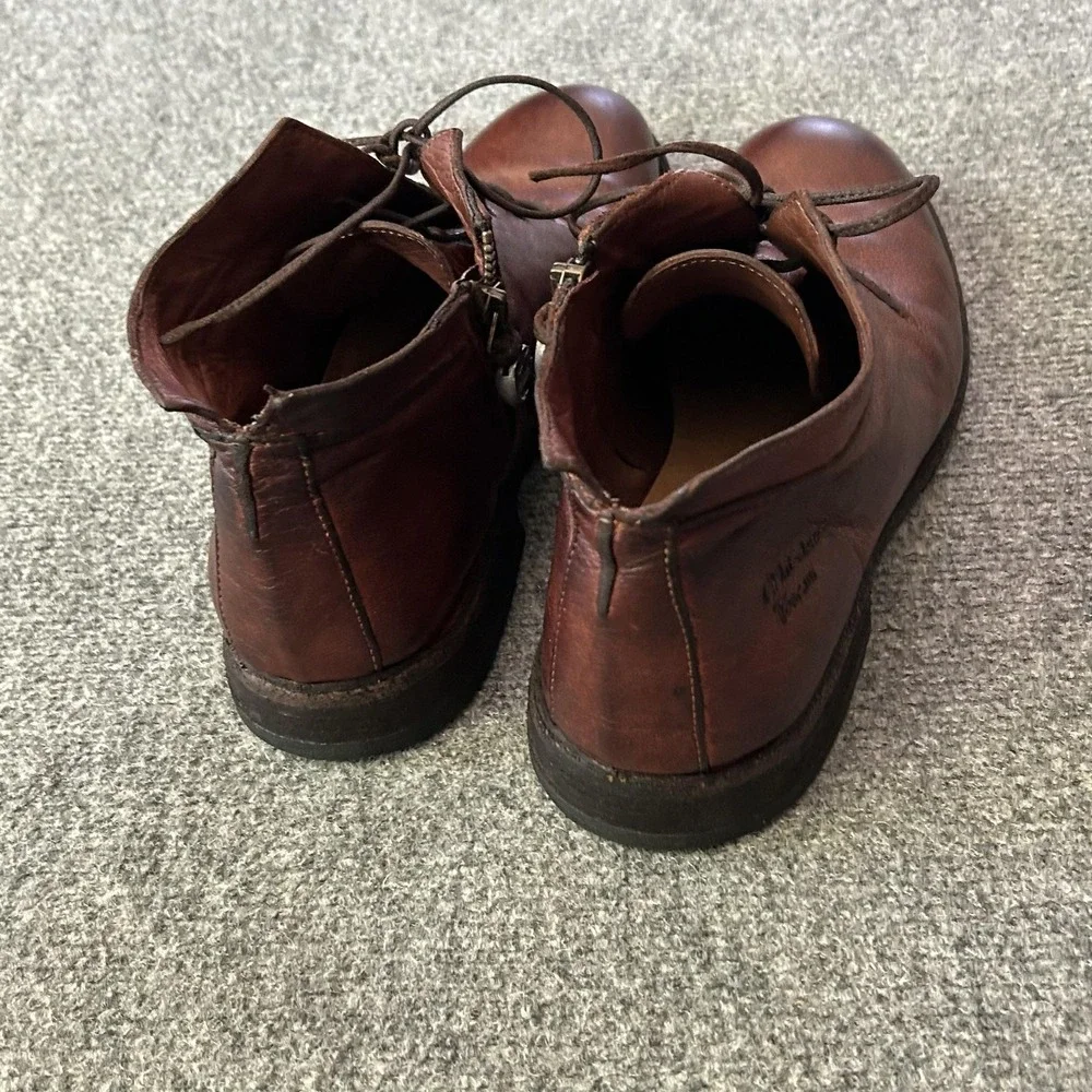 Maledetti Toscani Boots Mens Size 8 Brown Leather Ankle Chukka Side Zip Italy